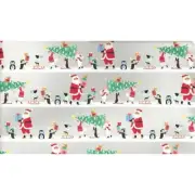 Hallmark Wrapping Paper Christmas Santa & Pals Silver Metallic 22.5 sq ft Roll