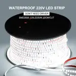 50M/卷 AC 220V LED 燈條 SMD2835 120LEDS/M 10CM/CUT IP68 防水超薄柔性