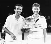 Czechoslovakia tennis players Tomas Smid and Miroslav Mecir hold - Old Photo