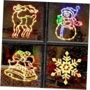 Christmas Window Silhouette Lights Snowflake & Snow Man & Bell & Deer