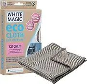 White Magic Eco Cloth Kitchen – 32 x 32 cm, Charcoal Yarn Inhibits Bacteria, Chemical-Free Cleaning with Just Water, Picks Up 99.9% of Bacteria, Machine Washable up to 500 Times