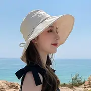 [Ling88] Women Foldable Sun Hat Quick Dry Fisherman Hat Ladies Summer Sunshade Sun Hat Outdoor Travel Sun Hat Big Brim Basin Hat Uv Protection Beach Cap Walking Hat,Beige