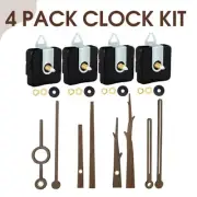 4Pcs Clock Movement Mechanism with Hooks and 4 Walnut Different Hands Clock4216
