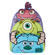 Monsters Inc. - Mike, Sulley, Randall Triple Pocket Mini Backpack - 10.15x12.5x4 Inch