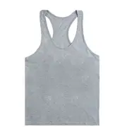 Grey Mens Gym Vest Tank Racer Back