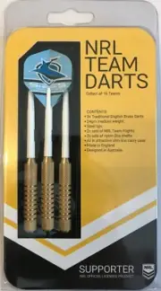 49561 CRONULLA SHARKS SET 3 NRL 23G STEEL TIP DARTS WITH 6 FLIGHTS MADE ENGLAND