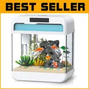 Compact 2.2 Gallon HD Glass Fish Tank with Triple Filtration & Color Lighting