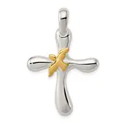 Sterling Silver & Vermeil Dove Cross Pendant
