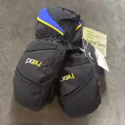 Kids Head Junior Winter Ski Mittens Zip Up Side Black Size XXS 1-2 years NWT