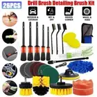 26Pcs Car Detailing Brush Set Auto Interior Wheel Gap Drill Cleaning Tool Kit AU