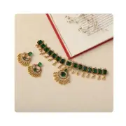 TARINIKA Indian Jewelry Set for Women Emerald Shine Green and White Cubic Zir...