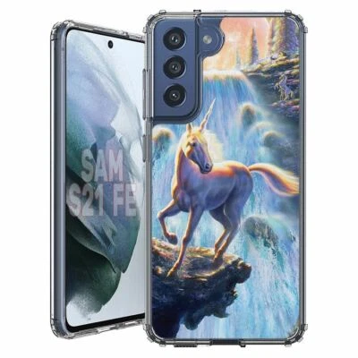 For Samsung Galaxy S20 S21 S23 S24 FE 5g TPU Case+Glass(Mystic Unicorn)