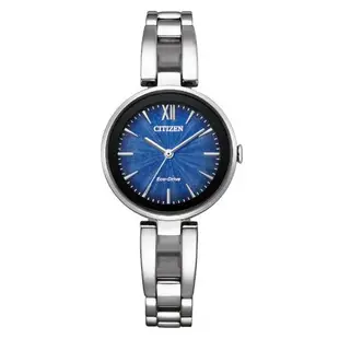 【CITIZEN】星辰 Eco-Drive 溫柔氣質 EM0807-89L 光動能 手環造型 鋼錶帶女錶 藍/銀 28mm