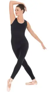 Natalie Tank Dance Unitard Adult Size S M Black White Cotton Stretch NEW