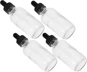 TOGEVAL 4pcs Essential Oil Glass Clear Dropper Bottle Plastic Dropper Bottle