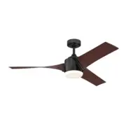 Ceiling Fan With LED Lighting and Remote Control Evan Black Matte 132 CM