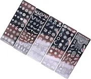 BATHVEVE Diy Nail Art Stamping Plates 5pcs Floral Nail Art Stencils Templates Stamper Accessories