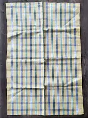 Kay Dee Linen-Blend Kitchen Towel Yellow and Green Plaid - NEW