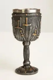 Knights Swords of the Realm GoT Goblet, Gothic Fantasy Chalice Sculpture Superb!