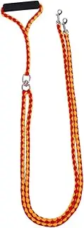Mipcase 1pc Double Headed Pet Training Leash Durable Hand Braided Outdoor Lead Rope for Dogs Red Yellow for Walking Hiking with Two Pets