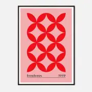Galrie Bauhaus 1919 Geometric Red Art Print - Vintage Style Home Decor, Black Frame, A0 84 x 119cm (33 x 47inch)