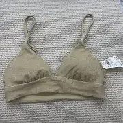 NWT American Eagle Aerie Gold Sparkle Triangle Bikini Bathing Suit Top small