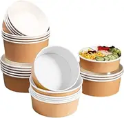 Take Away Kraft Paper Salad Bowl Food Grade Takeout Tableware Food Bowl with Lid - Durable, Leak-Proof Food Container