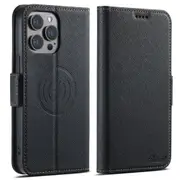 For iPhone 16 Pro Max Case Leather Wallet Cover Compatible with Magsafe Black
