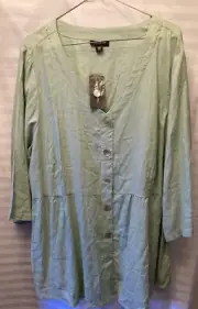 Autograph Flounce Top Mint Green,size 22,Linen Blend Elbow sleeve Plus size BNWT