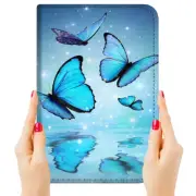 ( For iPad Mini 1 2 3 4 5 ) Art Flip Case Cover P23347 Blue Butterfly