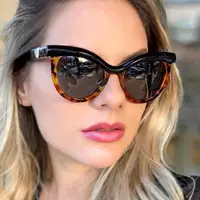 在飛比找ETMall東森購物網優惠-貓眼太陽鏡眉毛新款歐美潮流跨境墨鏡復古個性顯瘦太陽眼鏡凹造型