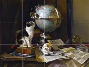 The Globetrotters Tile Mural Kitchen Bathroom Wall Backsplash Art 24x18