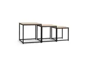 Design Square Zona Set of 3 Nesting Side End Lamp Table Square - Oak/Black