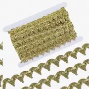Golden Elegance Trim: 15 Yards of 3/4" Metallic Lace Ribbon with Sequins - Perfe