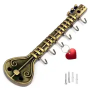 Antique Brass Key Holder Krishna's Flute & Peacock Quills Design 18.5 X 6 cm