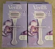 2 Gillette Venus Comfortglide Freesia 3 Blade Razor 4 Cartridges
