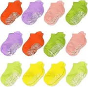 [HYCLES] Stopper Socks Children's – 12 Pairs ABS Socks Children Baby Boys Toddler Non-Slip Socks for 1-7 Years Non-Slip Socks Girls