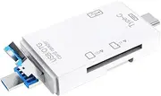 Aswalling 6 in 1 USB 3.0 OTG Card Reader for Secure Digital/TF Cardreaders Splitter Adapter for Mobile Phone Computer-White
