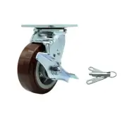 5 Inch SS Polyurethane Caster with Ball Bearing and Brake/Swivel Lock SCC