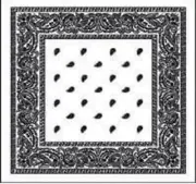 21" X 21" WHITE BLACK Bandana Face Mask Cover Paisley Multi-Color 100% Cotton