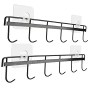 Adhesive Wall Hooks Rack Kitchen Rail, Space Saving Utensil Holder No