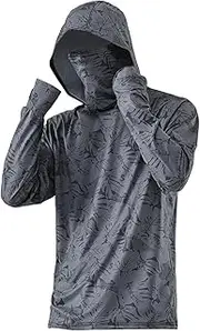 [Generic] Men's Sun Protection Hoodie Shirt Sun Shirts Long Sleeve with Face Cover Sunproof Breathable Hooded Outwear Clothes for Fishing Cycling Hiking
