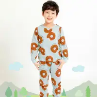 在飛比找momo購物網優惠-【Mellisse】韓國空運竹節棉睡衣套裝(藍甜甜圈)