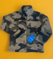 Columbia Boy’s Fleece Jacket Zing III Green Camo Zip Front Size Large (14/16)