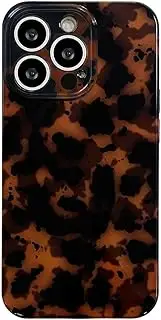 Tortoise Shell Retro Phone Case Compatible with iPhone 14 Pro Chic Amber Brown Leopard Stylish Classic Soft Slim Protective Cover for iPhone 14pro 6.1inch