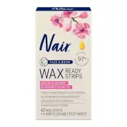 Nair WaxReady Strips for Face&Bikini, Orchid&Cherry Blossom 40 Ct 022600019572VL