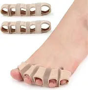 Toe Separators Toe Spacers, Bunion Corrector Hammer Toe Straighteners, Gel Toe Spreaders Toe Cushion Sleeves, for Toe Alignment, Crooked Overlapping Toes, Hallux Valgus Plantar Fasciitis (5 Holes)