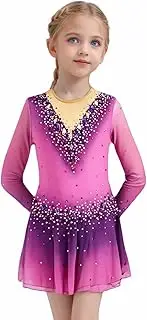 [JoyCan] Purple Gradient Figure Skating Skirt for Girls with Stunning Design