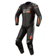 Gp Force Chaser Leather Suit 1 Pc Black Red Fluo
