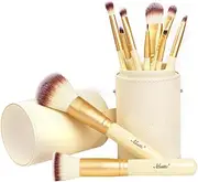 Matto Makeup Brushes Ivory Make Up Brushes 10-Piece Makeup Brush Set with Brush Holder